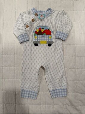 The Smocked Flamingo Thanksgiving Turkey Romper NB